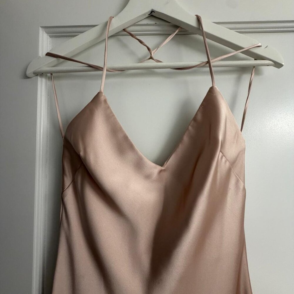 Zara Satin Slip Dress  l  XS  l  Salmon Pink - Picture 7 of 10